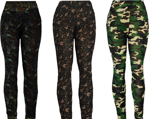3 Piece Bundle Summer Leggings for Women One-Size Fits All, Double Sided Pockets & Breathable Fabric